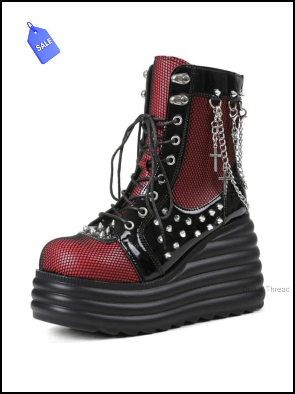 Platform Ankle Boots Faux Leather Block Heel Booties